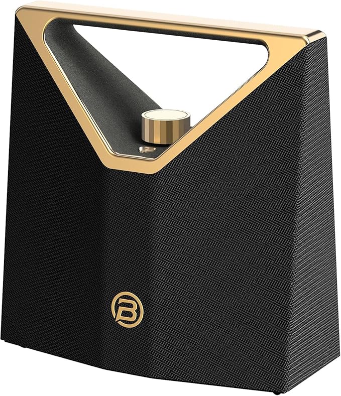 BUGANI Brief Plus Bluetooth Speaker Portable 80W, 12H Long Playtime, Bluetooth Broadcast 100+ Connection, Supports AUX/USB, Outdoor Speaker for Camping, Beach, Party, Golden