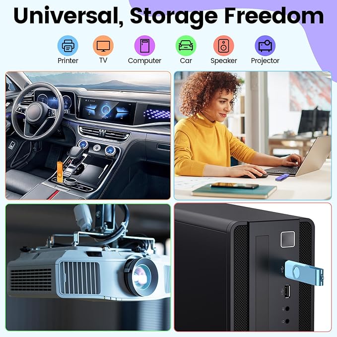 Kepmem Flash Drive 4GB USB 2.0 10 Pack Swivel Blank Memory Stick Bulk Thumb Drive Pen Drives 4 GB Multi-Color Jump Drive for Data Storage, File Sharing
