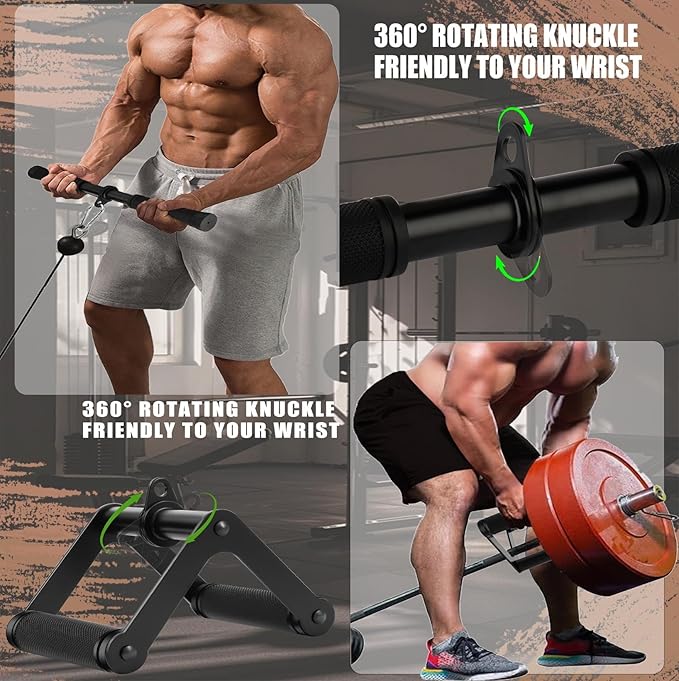 Cable Machine Attachment，LAT Pulldown Attachments Upgraded 1.3 Inch Comfort Grip Cable Attachments for Gym, Triceps Rope Bar,V Bar ,Double D Bar,Homr Gym Accessories