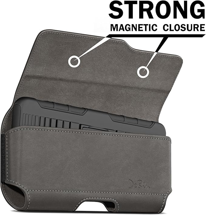DeBin Case for Galaxy S25 S24 5G S23, S22, S21, S20, S10, S9, A10e, A01, Note 10, Cell Phone Belt Holster Clip Pouch Holder Cover (Fits Samsung with Case on) Pewter