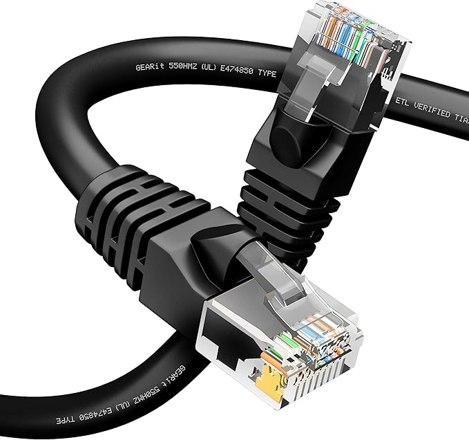 GEARit Cat 6 Ethernet Cable (1-Pack 30 Feet) Cat6 Network Patch, 10Gbps, RJ45, Snagless Cord, Gold-Plated Connectors, Internet for PC, TV, Tablet, Router, Printer, Servers, IT Data Center - Black