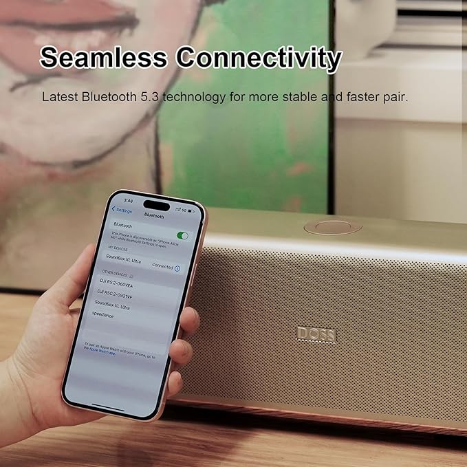 DOSS SoundBox Ultra Bluetooth Speaker with 2.1 Channel Audio, 80W Superior Sound with Deep Bass, Two DSP Technologies, 18H Playtime, BT 5.3, Wireless for Home, Office, Room-Black
