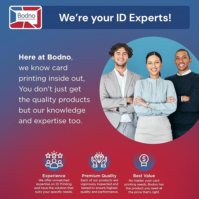 Bodno Seaory S28 Dual Sided ID Card Printer & Complete Supplies Package ID Software and Camera - Silver Edition
