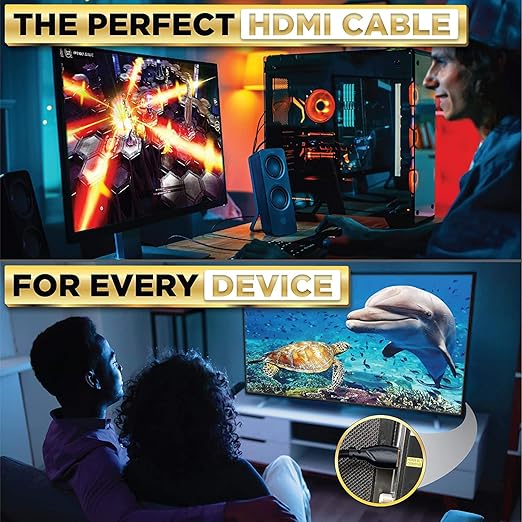 PowerBear 4K HDMI Cable 25 ft | High Speed Hdmi Cables, Braided Nylon & Gold Connectors, 4K @ 60Hz, Ultra HD, 2K, 1080P, ARC & CL3 Rated | for Laptop, Monitor, PS5, PS4, Xbox One, Fire TV, & More