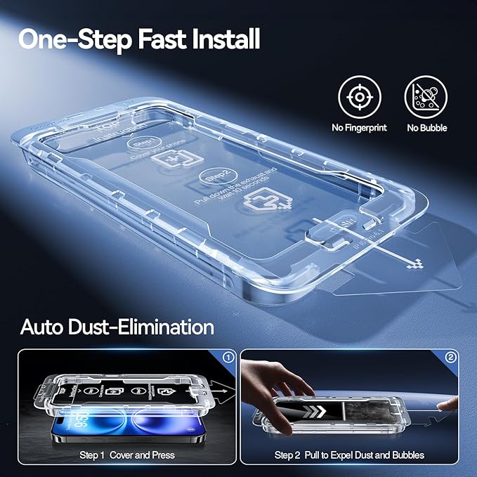 SMARTDEVIL 2 Pack Screen Protector for iPhone 16 Plus (6.7 Inch) Tempered Glass, HD Clear Film, Easy Installation, Dust-Free & Bubble-Free