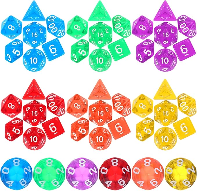 Yilloog 210 Pcs Compatible with DND Dice Sets Bulk Polyhedral Dice with Drawstring Bag Dice Multi Role Playing Table Game D4 D6 D8 D10 D% D12 D20 Compatible with Dungeons and Dragons (Mixed Style)