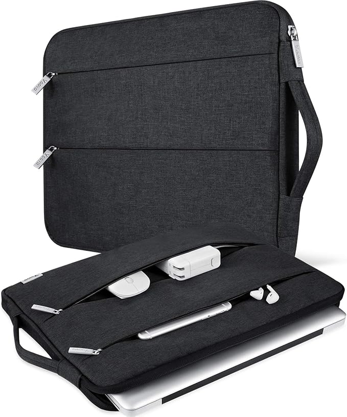 Voova Laptop Sleeve Carrying Case 15.6 16 Inch,Slim Computer Cover Bag Compatible with MacBook Pro 15/16, Dell xps 15,15-16 Inch HP Dell Asus Acer Laptop, Black