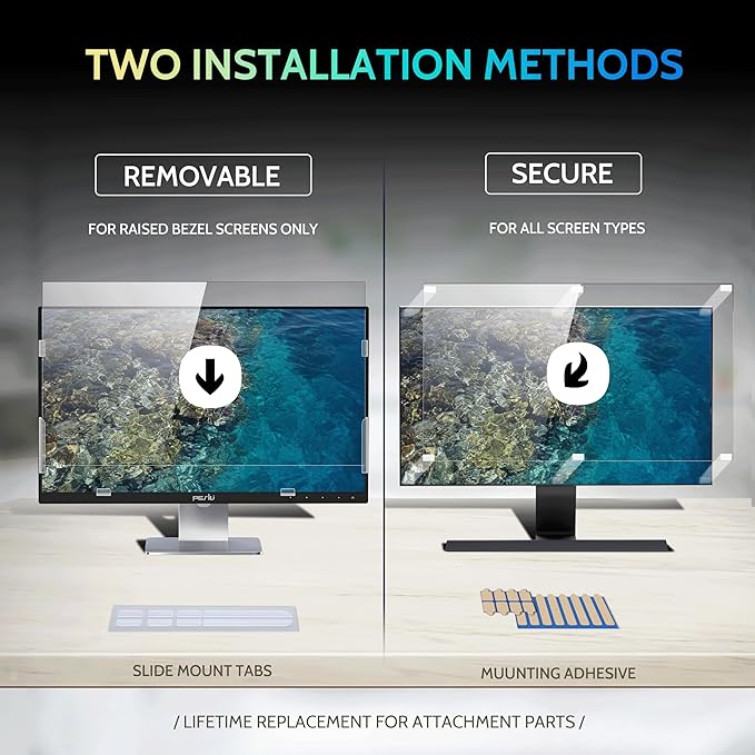 [2 Pack] 24 Inch Privacy Screen for Computer Monitor 16:10 Aspect Ratio, Eye Protection Anti Blue Light Glare Shield, 24inch Removable Black Blackout Anti Spy Desktop Security Private Filter