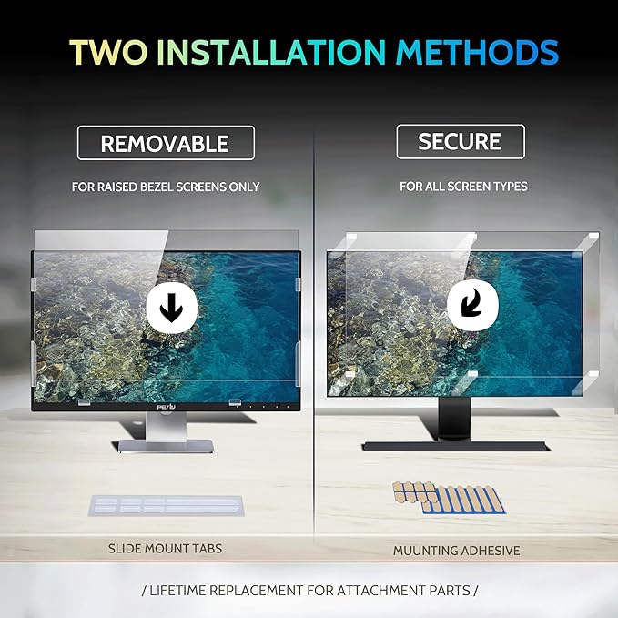 [2 Pack] 25 Inch Privacy Screen for Computer Monitor 16:9 Aspect Ratio, Eye Protection Anti Blue Light Glare Shield, 25inch Removable Black Blackout Anti Spy Desktop Security Private Filter