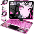 Intermerge Clear iPad A16 11th (2025) & 10th Generation 10.9" Case with Keyboard, 360° Transparent Multi-Touch Trackpad, 7-Color RGB Keyboard, Pencil Holder, Type-C, Power Indicator, Blush Pulse