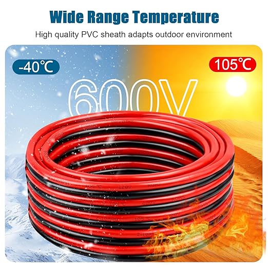8 Gauge Wire 2 Conductors Copper Wire, 8 AWG Battery Cable Oxygen Free Copper Wire for Solar Panel, Automotive, Trailer, RV and Speaker (8 Gauge 5FT)