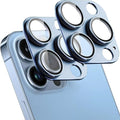 2 Pack Camera Lens Protector for iPhone 13 Pro/iPhone 13 Pro Max,[Not Easy to Breakn ] AR Tempered Glass Strong Adsorption Metal Camera Cover Screen-Far Peak Blue