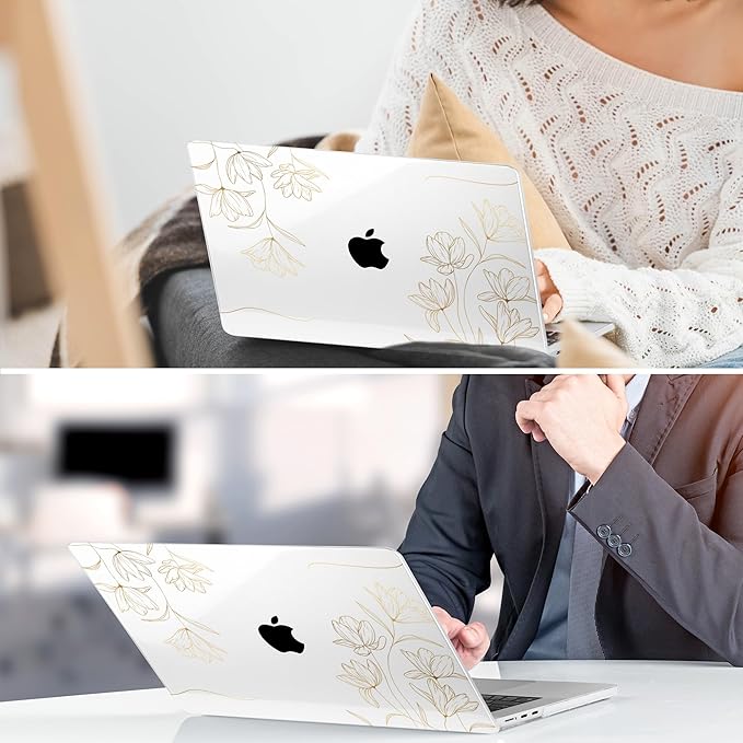 TWOLSKOO for M4 MacBook Air 13.6 inch Case 2025-2022 Release M4 A3240 M3 A3113 M2 A2681, Plastic Hard Shell & Screen Protector & Keyboard Cover & Trackpad Film, Florals X449