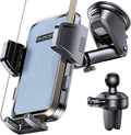 [2025 New] Dashboard Phone Holders for Your Car (+Air Vent Clip) [Military Grade Stable] , Car Cell Phone Holder, Rotatable Suction Cup Car Phone Mount for All Phone (Rock Blue)