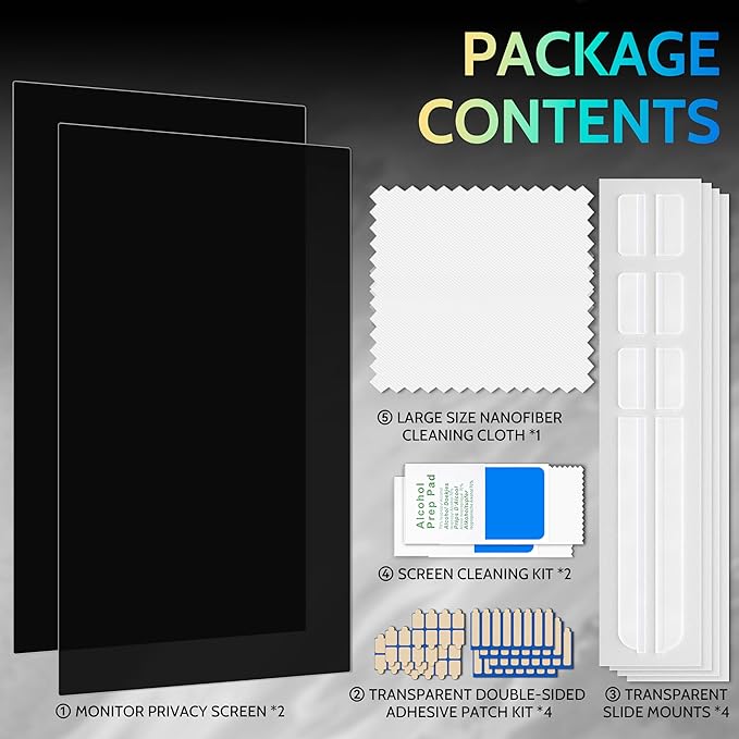 [2-Pack] 23.6 Inch Privacy Screen for Computer Monitor 16:9 Aspect Ratio, Eye Protection Anti Blue Light Glare Shield, 23.6inch Removable Black Blackout Anti Spy Desktop Security Private Filter
