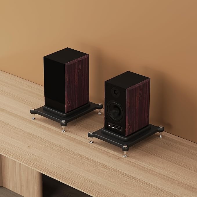 2pcs Subwoofer Isolation Stand, Double-Layered Speaker Isolation Stands with Stainless Steel Metal Feet, Acoustic Speakers Isolation Pad for Floor, Desktop (13.7×15.7in)