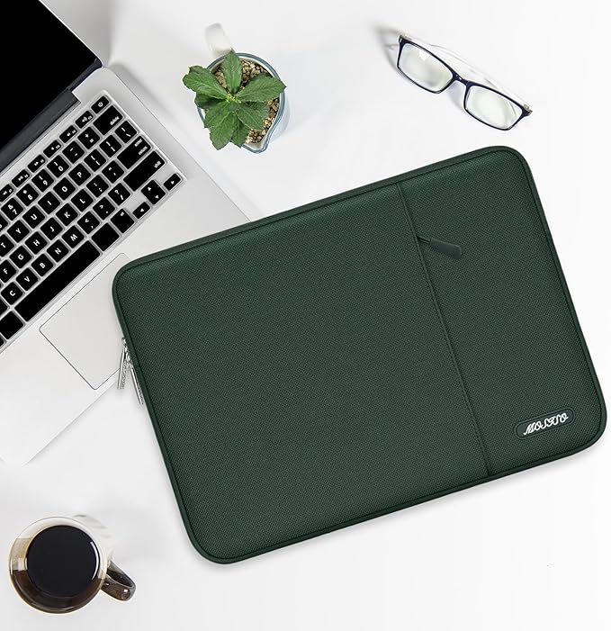 MOSISO Laptop Case 14 inch, 14 inch Laptop Sleeve Compatible with HP Lenovo Dell ASUS Acer, HP Stream, Dell Latitude, Lenovo IdeaPad, Polyester Vertical Computer Sleeve Bag with Pocket, Midnight Green