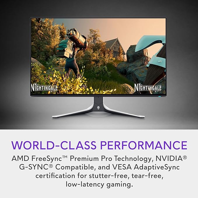 Alienware AW2723DF Gaming Monitor - 27-inch (2560 x 1440) 240Hz Display (DP 1.4), 1ms Response Time, NVIDIA G-Sync, Preset OSD Modes, Height/Tilt/Swivel/Pivot Adjustability - Lunar Light