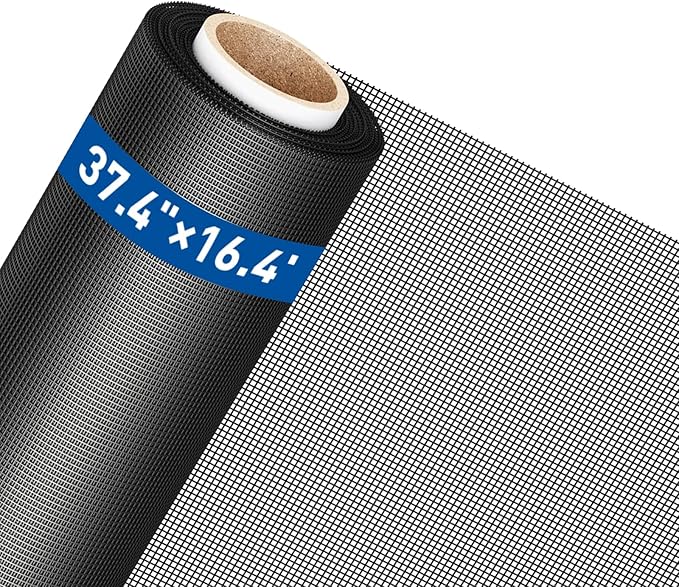 MAGZO Window Screen Replacement Mesh Roll, 37.4in × 16.4ft Invisible Upgraded 107g/m² Heavy Duty Fiberglass Screen Mesh for Sliding Doors Repair Kit, Well Ventilated Ideal for, Patio & DIY Projects