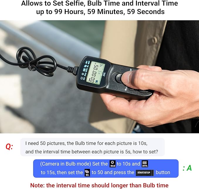 JJC Intervalometer Timer Remote Control Shutter Release for Sony A6000 A6100 A6600 A6500 A6400 A6300 A1 II A7 A7II A7III A7IV A7R V IV A7RIII II A7S II III A9 II III ZV-1 RX100 VII VI V RX10 IV & More