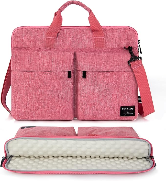 KINGSLONG Slim 17.3 inch Laptop Sleeve Bag Carrying Case with Shoulder Strap, Notebook Ultrabooks Computer Handbag Cover for Men Women Fit for Acer Asus HP Pink