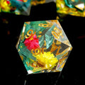 Haxtec Flower Sharp Edge Dice Resin DND Dice Set 7PCS Yellow Blue Red Polyhedral D&D Dice for Role Playing Dice Games Compatible with Dungeons and Dragons