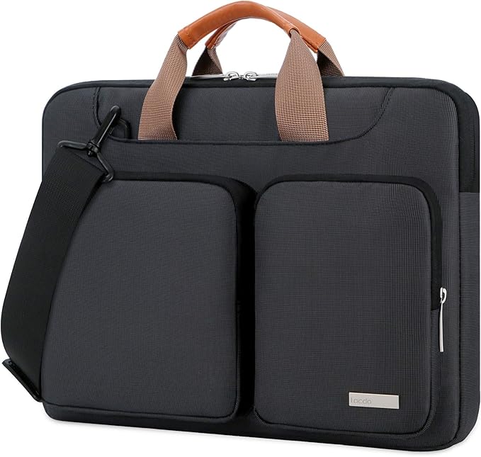 Lacdo 360° Protective Laptop Shoulder Bag, 16 inch Laptop Sleeve Case for 15.6 inch Acer HP Lenovo Dell ASUS Laptop, 16" New Pro M4/M3/M2/M1 Pro/Max A3403 A3186 2024-2019 Computer Bag, Black