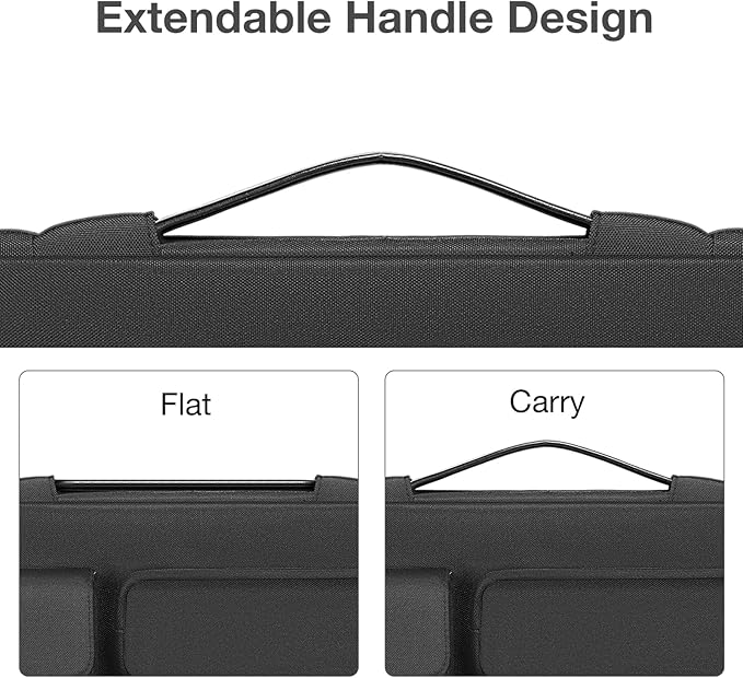 MOSISO 360 Protective Laptop Case 14 inch, Laptop Sleeve Compatible with HP Lenovo Dell ASUS Acer, HP Stream, Dell Latitude, Lenovo IdeaPad, Side Open Bag with 2 Raised&1 Flapover Pockets, Black
