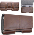 Phone Holster for Men & Women, Horizontal Cell Phone Case, Fits iPhone 17/16/15/14/13/12 Pro Max, Belt Clip/Loop Carrying Phone Pouch Holder, Brown X-Large