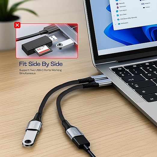 OTG USB-C to USB 3.0 Adapter [2Pack] Thunderbolt 3 Compatible with Apple MacBook Pro/Air iPhone 16 Pro Max/Plus/15 Samsung Galaxy S24/S23/S22/S21