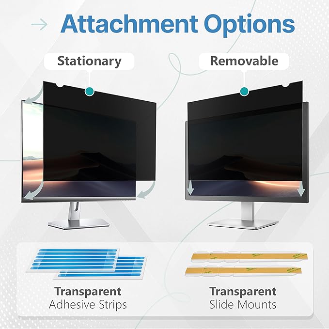 VINTEZ [2 Pack] 23.8 Inch 16:9 Privacy Screen for Computer Monitor and Laptop - Anti Glare Protector Film Blue Light Filter Eye Protection - Computer Screen Privacy Shield