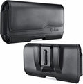 DeBin Holster for Large iPhone Plus, Pro Max Models 16 15 14 13 12 11 Xs Max – Leather Cell Phone Belt Holder Case with Clip, Carrying Pouch Cover Fits Phone with Case on, Black
