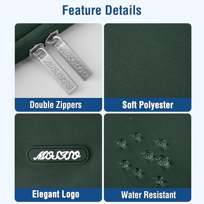 MOSISO Laptop Case 13.3 inch, 13-13.3 inch Laptop Sleeve Compatible with MacBook Air/Pro 13 / Pro 14, HP Dell ASUS Lenovo Notebook, Polyester Vertical Computer Sleeve Bag with Pocket, Midnight Green