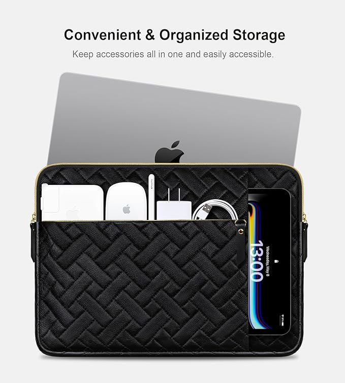 Lacdo Laptop Sleeve Case for 16 inch New MacBook Pro M4/M3/M2/M1 Pro/Max A3403 A3186 A2991 A2780 A2485 2024-2019 | 15" Surface Laptop 7th Copilot+PC/Surface Laptops 6 5 4 Computer Bag, Elegant Black