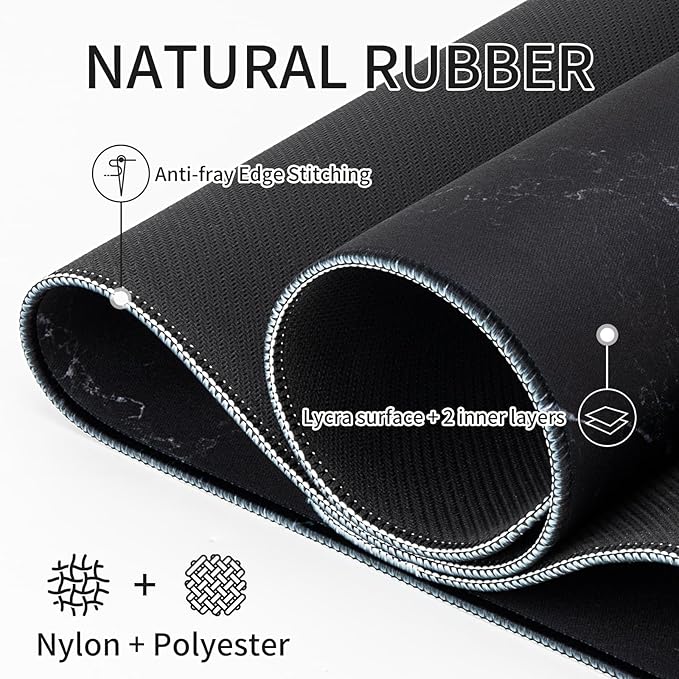 RAINYEAR Large Gaming Mouse Pad(35.4 x 15.7 Inch), Computer Mousepad with Anti-Slip Rubber Base, Smooth Large Keyboard Mouse Pad Mat for Gamer, Office, Home, Black Marble