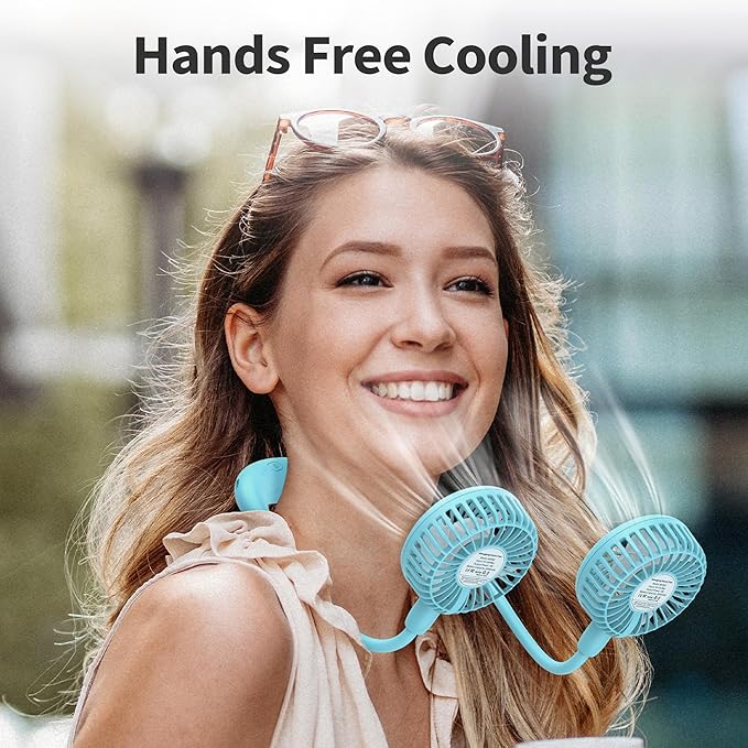 PANERGY Portable Neck Fan Rechargeable Hand Free Personal Fan Mini Wearable Battery Operated USB Fan for Men Women Kids Sport Work Travel