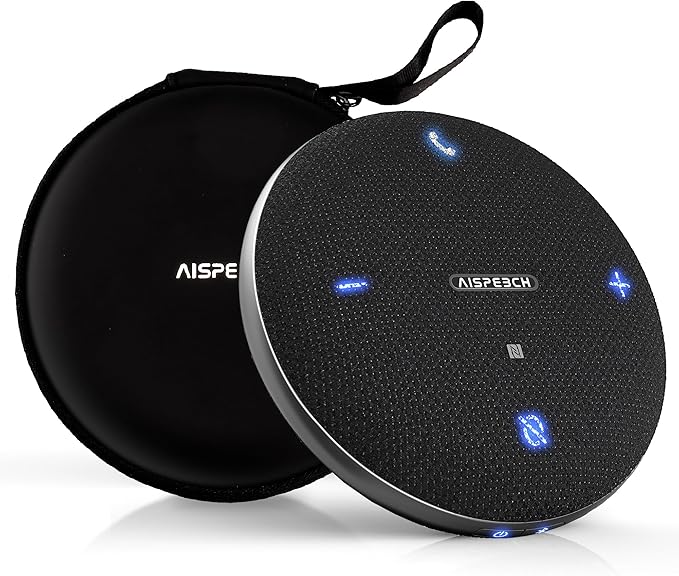 M4 Bluetooth Speakerphone Conference Microphone with AI Noise Reduction Full-Duplex AI Transcription USB Speakerphone 360° Voice Pickup Conference Speaker Home Office for Teams/Zoom, Black