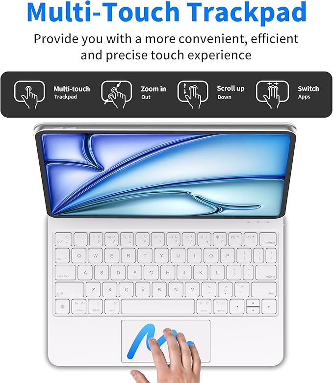iPad Air 11 inch Case with Keyboard (M3 2025 / M2 2024) & iPad Pro 11 inch (4th/3rd/2nd/1st Gen), Magic Keyboard for 10.9" iPad Air (5th/4th Gen) with 7 Colors Backlight, Multi-Touch Trackpad