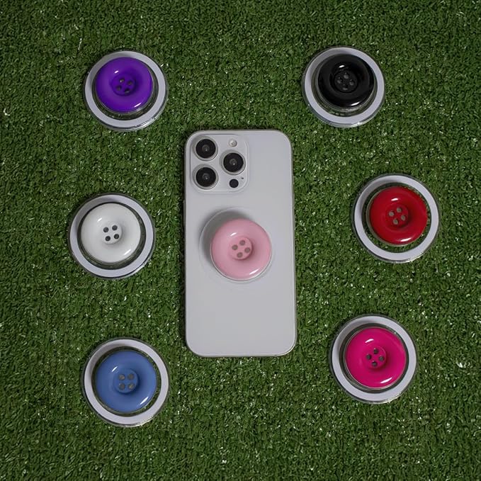 Solid Color Button Phone Grip – Minimalist Design, Durable and Lightweight, Grip and Stand for Smartphones (Baby Pink, Magnetic Type)