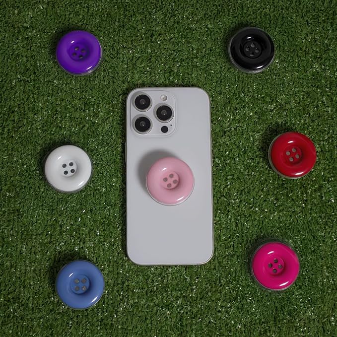 Solid Color Button Phone Grip – Minimalist Design, Durable and Lightweight, Grip and Stand for Smartphones (Baby Pink, Adhesive Type)