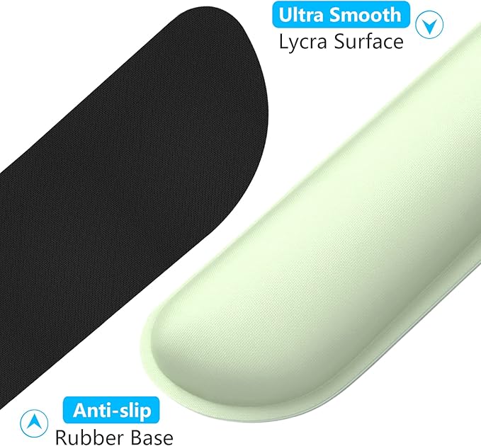 Dapesuom Enlarge Keyboard Wrist Rest, Memory Foam Keyboard Wrist Cushion for Computer Desk Mats Support, Typing Pain Relief Ergonomic Mouse Pad Rests with Non-Slip Base for Gaming, Laptop, Lake Green