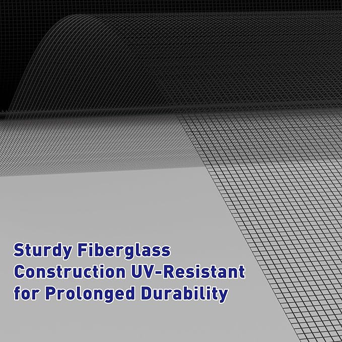 MAGZO Window Screen Replacement Mesh 48"W x 99"L - DIY Adjustable Polyester Pet Proof Screen Door Mesh for Patio Sliding Doors Window Screen Repair Kit, Durable, Washable, Black