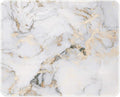 ITNRSIIET Mouse Pad with Stitched Edge Premium Textured Smooth Precise Operation Waterproof Washable Non-Slip Rubber Base Desktop Protection Mat, 10.2×8.3×0.12 inches, Gray Marbling Gold