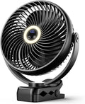 Koonie 10000mAh Portable Clip on Fan with LED Lantern and Hook, 8'' Battery Operated Desk Fan, Quiet Camping Fan with LED Digital Display, 360° Rotation & 3 Speeds for Travel Tent Gym Treadmill