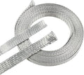 Tinned Copper Metal Braid Sleeving Wire Shielding Sleeve Braided Copper Ground Straps EMI/RFI Interference Expandable Flat Mesh Shielding Cable for Protect Wire (1/2inch-22ft)