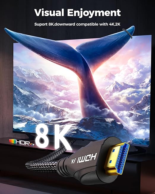 HDMI Cable 15FT 2Pack - Certified 8K Ultra High Speed HDMI Cable（Male to Male）,48Gbps Braided HDMI Cord,8K 60hz,4K 120hz,eARC,HDCP 2.2&2.3 - Compatible for TV,PS5