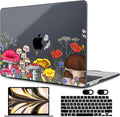MEEgoodo Case for MacBook Air M4/M3/M2 13.6 inch 2025 2024 2022, Fit Model A3240 A3113 A2681, Compatible with MacBook Air 13 inch, Laptop Hard Shell Case with Keyboard Cover, Forest of Mushrooms