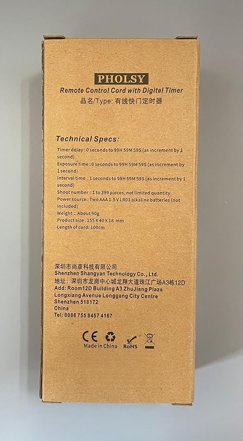 PHOLSY N8 Timer Remote Control Cable with Intervalometer for Nikon Z8, Z9, D3, D4, D5, D6, D800, D850, D810, D700, D500, D300, D200, F6, F100, F5, F90, N90s, D1X, D2H, D3X, Replaces Nikon MC-36A