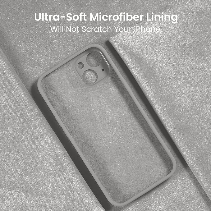 FireNova Designed for iPhone 15 Case, Silicone Upgraded [Camera Protection] Phone Case with [2 Screen Protectors], Soft Anti-Scratch Microfiber Lining Inside, 6.1 inch, Natural Titanium