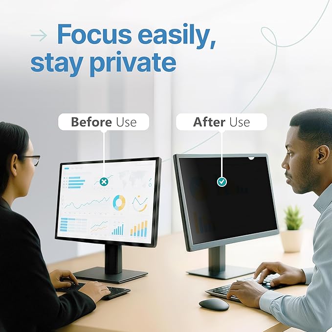 VINTEZ [2 Pack] 23.6 Inch 16:9 Privacy Screen for Computer Monitor and Laptop - Anti Glare Protector Film Blue Light Filter Eye Protection - Computer Screen Privacy Shield